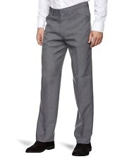 Farah Trousers Mens Dark Mid Grey Hopsack Weave Straight Leg Anti Stain