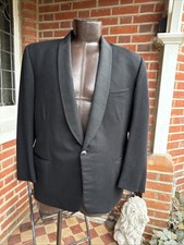 VINTAGE BESPOKE MADE IN ENGLAND SHAWL COLLAR EVENING JACKET TUXEDO, BLACK, 44