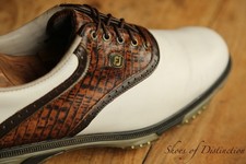 Footjoy White Brown Leather Oxford Brogue Golf Shoes UK 8.5 M US 9.5 EU 42.5