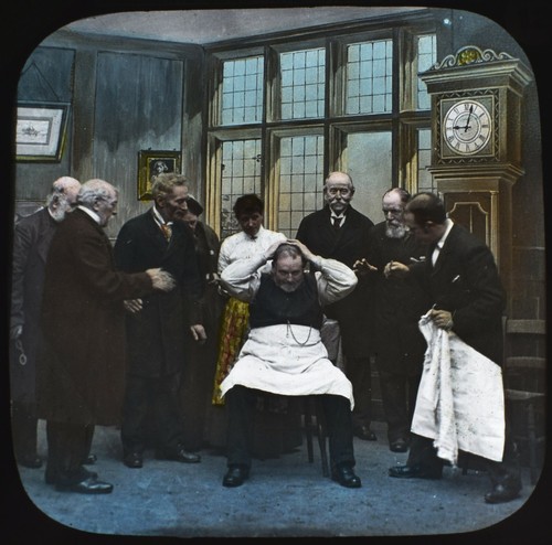 Magic lantern slide here she - magic,