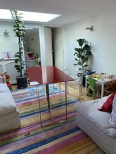 DESIGNER JOHN LEWIS LARGE RED GLASS CONTEMPORARY MODERN STYLE OFFICE STUDY DESK 