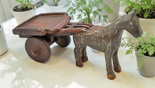 Vintage wooden horse cart - wooden,