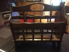 Vintage Wooden Magazine Rack Mahogany Effect Brown 16” L  15.5” H 10” D
