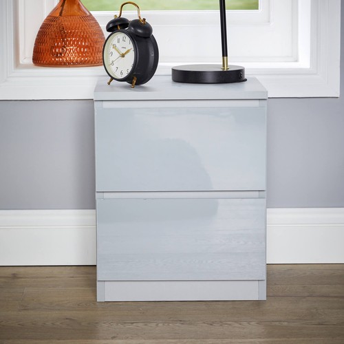 Grey gloss bedside cabinet - grey,