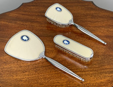 MID CENTURY VINTAGE VICTORIAN STYLE DRESSING TABLE BRUSH & MIRROR GROOMING SET