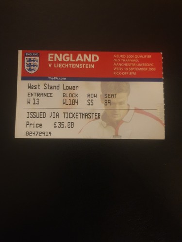 England liechtenstein ticket - v,