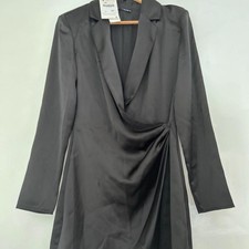 Zara Black Satin Fitted Blazer