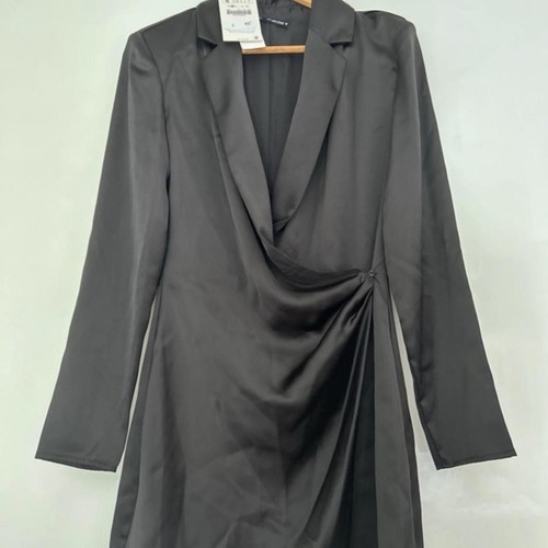 Zara black satin fitted - zara,