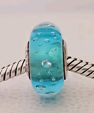 Genuine Pandora Bracelet Charm - Blue Effervescence Fizzle Murano Glass S925 