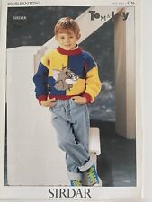 Tom + Jerry jumper KNITTING PATTERN Tom motif sweater childrens cat Sirdar 4736