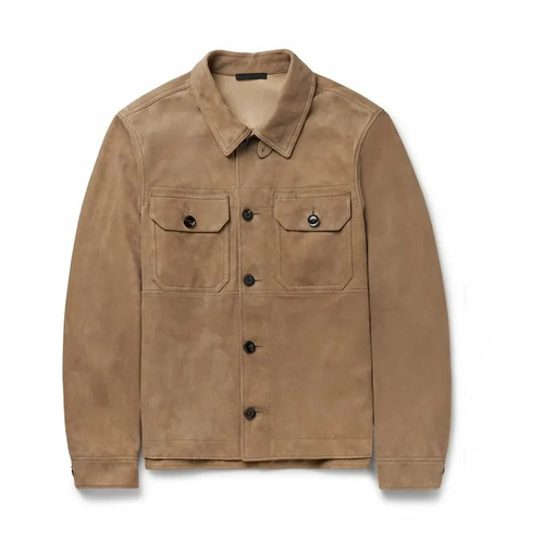 Men brown suede sheepskin - suede,