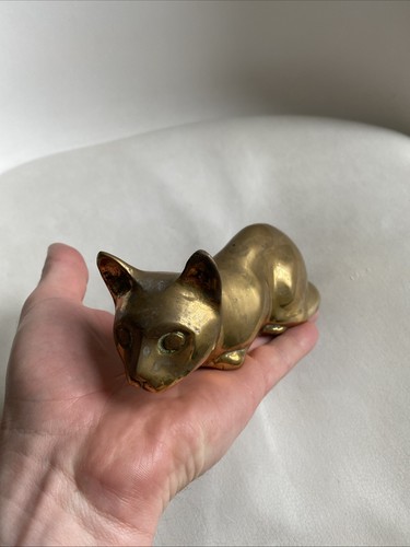 Vintage brass cat figurine - vintage,