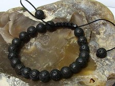 Macrame Bracelet Black Lava Beads Essential Oil Diffuser Jewellery gift for her