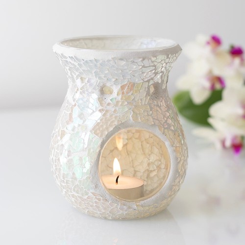 White large iridescent crackle - white,