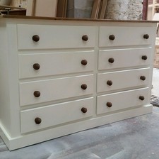 HANDMADE AYLESBURY NEXT (IVORY+DARK OAK) CHEST OF 4+4 SOLID FURNITURE NOT FLAT-P