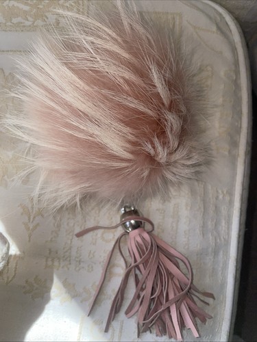 Real fur handbag pompom trim - handbag,
