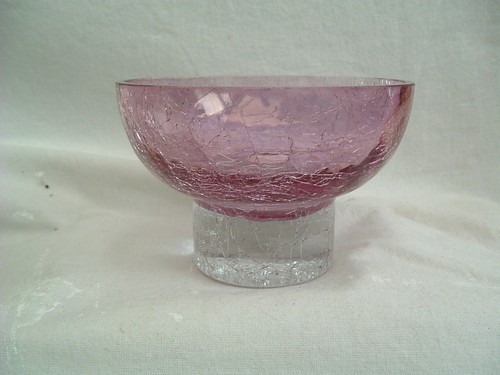 Pink crackle dish bowl - crackle, /