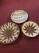 Woven Rattan Wicker Basket Wall Hanging Home Boho Rustic Hippy Display Three