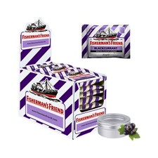 Fishermans Friend Blackcurrant Lozenges Sugar Free 25g x  24 & Travel Sweets Tin