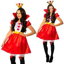 Ladies Alice In Wonderland Mad Hatter Queen Of Hearts Costume Fancy Dress