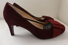 Alberto Zago Burgundy Heeled Court Shoe Size 36 UK 3.5 / 4 Italian Suede w/ Bow