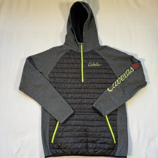 Cabela’s Hybrid Quilted Hoodie Grey/black Quarter Zip Men’s Medium 