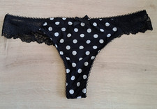 Victoria's Secret Women's Polka Dot Black Thong