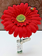 Red gerbera daisy flower clip - red,
