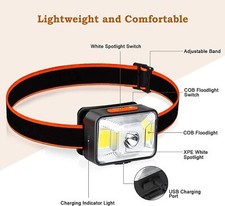  Rechargeable Head Torch Led Super Bright for Fishing, Camping,  Hiking Reading,