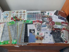 Christmas Card Making Job Lot.  Stamps, Cutting dies, Peel offs, Embellishments 