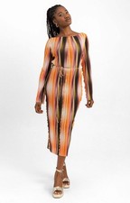Topshop Ombre Plisse Stripe Jersey Midi Dress In Multi RRP £45
