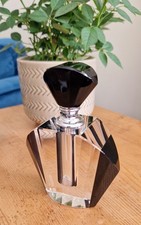 Stunning Vintage Art Deco Style Glass Perfume Bottle. Black And Clear Glass.