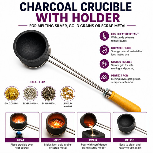 Charcoal crucible with holder - with,