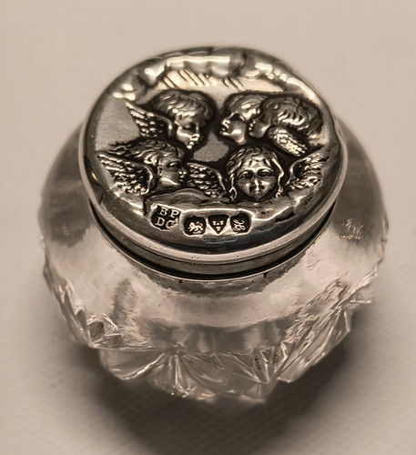 Antique cut crystal pot with