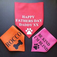 HANDMADE PERSONALISED DOG/CAT BANDANA  NECKERCHIEF SLIDE ON COLLAR NAME MESSAGE