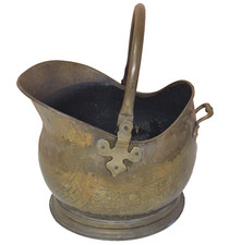 Brass Helmet Coal Scuttle Bucket with Handle Antique Large