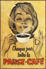 French Coffee Advert retro style metal wall sign plaque, cafe, diner, kitchen