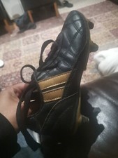 Patrick UK C12 Infant Football Boots Black Gold Metal Studs