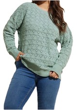Yours Size 14 - 16 Chenille Knitted Sage Jumper Bnwt Pullover Soft Pointelle