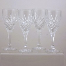 4 x Vintage Stuart Cut Crystal Wine Glasses - 200ml - 19cm / 7.5 ins