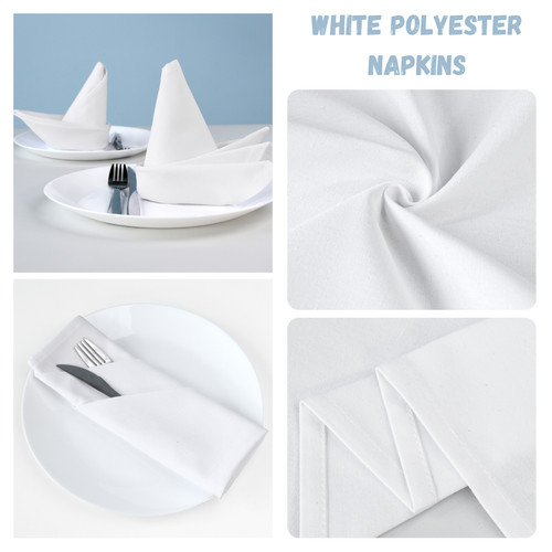 White polyester napkins - white,