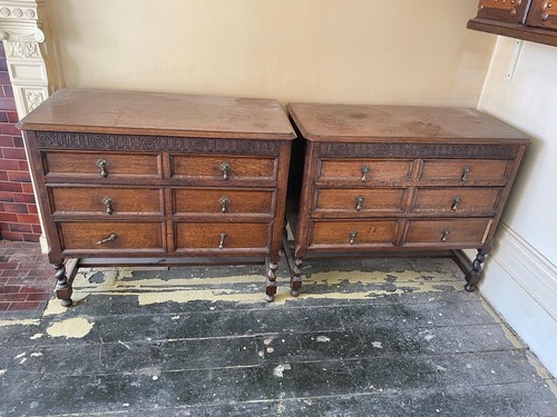Pair antique solid oak - pair,
