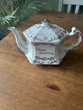 Teapot Wood & Sons Vintage Ironstone Happy Anniversary England Antique