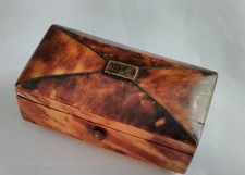 ANTIQUE REGENCY FAUX TORTOISESHELL CASKET TRINKET PATCH BOX
