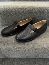 Black cut out Hotter Slip On with Strap Leather Comfort Concept Shoes Size Uk 6