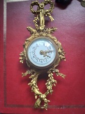 Antique French Miniature Ormolu Cartel Wall Clock Rococo Ribbon Bow c1870/90 VGC