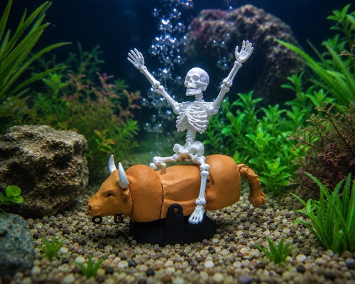 Printed skeleton riding - 3d,