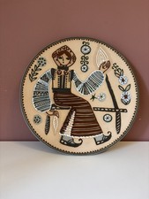 Vintage USSR Folk Art Plate HandPainted Wall Plaque 1960s Ukrainian Art Pottery