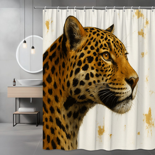 Leopard print shower - curtain,