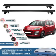 Roof Rack Cross Bars for Citroen C3 Picasso 2012-2016 2 Pcs Black